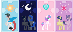 Size: 1844x820 | Tagged: safe, artist:blurryface213, princess flurry heart, oc, hybrid, interspecies offspring, offspring, parent:discord, parent:flash sentry, parent:king sombra, parent:princess celestia, parent:princess luna, parent:twilight sparkle, parents:dislestia, parents:flashlight, parents:lumbra