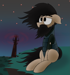 Size: 699x750 | Tagged: artist needed, safe, pony, ask the unnamed pony, beard, facial hair, newbie artist training grounds, samurai jack, sitting, solo