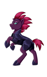 Size: 794x1310 | Tagged: safe, artist:crecious, tempest shadow, pony, unicorn, my little pony: the movie, armor, broken horn, eye scar, female, mare, rearing, scar, scar on the wrong side, simple background, solo, transparent background