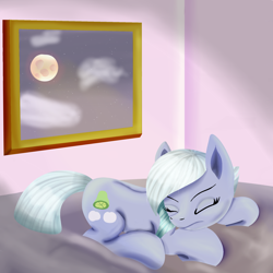 Size: 2000x2000 | Tagged: safe, artist:huffy26, limestone pie, pony, high res, moon, prone, sleeping, solo