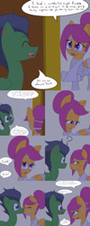 Size: 1600x4000 | Tagged: safe, artist:jake heritagu, rumble, scootaloo, pony, undead, zombie, zombie pony, comic:ask motherly scootaloo, blushing, cast, clothes, comic, costume, female, kissing, male, motherly scootaloo, mummy, nightmare night, rumbloo, shipping, straight