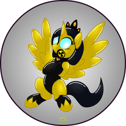 Size: 5000x5000 | Tagged: safe, artist:lakword, oc, oc only, oc:doomie, alicorn, absurd resolution, alicorn oc, hazmat pony drone, rubber, rubber drone, simple background, sitting, solo, transparent background