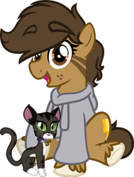 Size: 909x1200 | Tagged: safe, artist:binkyt11, derpibooru exclusive, oc, oc only, oc:binky, cat, earth pony, pony, .svg available, 2018 community collab, clothes, cute, derpibooru community collaboration, female, freckles, hoodie, inkscape, looking at you, mare, ocbetes, pet, simple background, svg, transparent background, unshorn fetlocks, vector