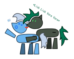 Size: 500x400 | Tagged: safe, artist:minus, derpibooru exclusive, derpibooru import, oc, oc only, oc:algorithm, oc:minus, earth pony, pony, dialogue, duo, fetish, gay, licking, limbless, male, simple background, stylistic suck, text, tongue out, transparent background, vore day, vulgar