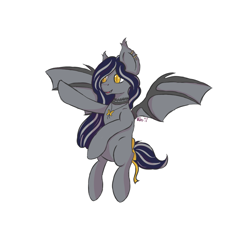 Size: 1181x1181 | Tagged: safe, artist:xaik0x, oc, oc only, bat pony, pony, bow, choker, flying, piercing