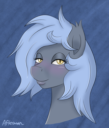 Size: 1200x1400 | Tagged: safe, artist:afterman, oc, oc only, oc:panne, bat pony, bedroom eyes, bust, looking at you, solo