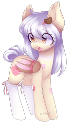 Size: 1267x2144 | Tagged: safe, artist:lnspira, oc, oc only, oc:sweet stuffing, bat pony, pony, bat pony oc, clothes, fangs, female, mare, open mouth, simple background, socks, solo, transparent background