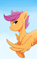 Size: 1024x1617 | Tagged: safe, artist:ridgessky, derpibooru import, scootaloo, pegasus, pony, bust, female, looking at you, mare, solo