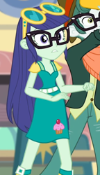 Size: 356x620 | Tagged: safe, screencap, blueberry cake, best trends forever, best trends forever: twilight sparkle, better together, equestria girls, choose twilight sparkle, cropped, glasses