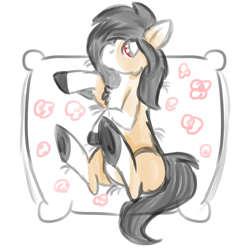 Size: 2104x2104 | Tagged: safe, artist:euspuche, oc, oc only, oc:liliya krasnyy, earth pony, pony, cute, female, flower, fluffy, on back, red eyes, solo, underhoof