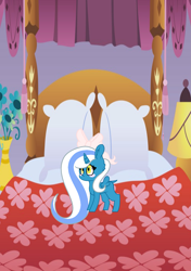 Size: 2039x2894 | Tagged: safe, artist:riofluttershy, derpibooru import, oc, oc only, oc:fleurbelle, alicorn, pony, alicorn oc, base used, bed, female, filly, pillow, solo