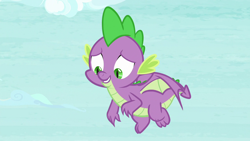 Size: 1280x720 | Tagged: safe, derpibooru import, screencap, spike, dragon, father knows beast, flying, male, solo, winged spike