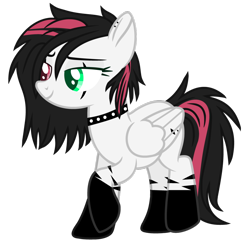 Size: 1024x1037 | Tagged: safe, artist:cindydreamlight, oc, oc only, oc:emala jiss, pegasus, pony, choker, female, heterochromia, mare, simple background, solo, spiked choker, transparent background