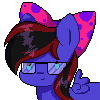 Size: 100x100 | Tagged: safe, artist:erinisanxious, derpibooru import, oc, oc only, oc:skitzy, pegasus, pony, clothes, emotes, female, glasses, icon, mare, pixel art, ribbon, simple background, solo, transparent background