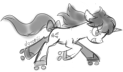 Size: 1280x747 | Tagged: safe, artist:dotoriii, derpibooru import, glory, earth pony, pony, roller skates, sketch, solo