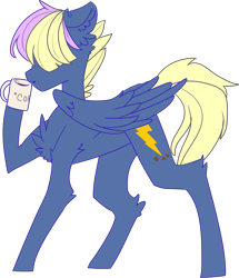 Size: 1659x1932 | Tagged: safe, artist:emily-826, oc, oc only, oc:dusk tailll, pegasus, pony, coffee, coffee mug, cup, female, hair over one eye, mare, mug, simple background, solo, transparent background