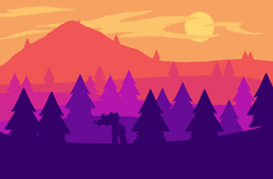Size: 1490x978 | Tagged: safe, artist:loolaalezbo, pony, atg 2017, forest, mountain, newbie artist training grounds, silhouette, solo, sun, tree