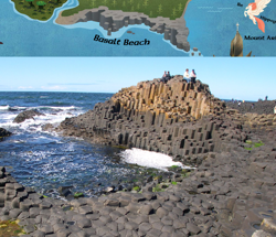 Size: 1582x1360 | Tagged: safe, artist:arima, classical hippogriff, hippogriff, human, my little pony: the movie, basalt beach, beach, columnar basalt, giant's causeway, ireland, mount aris, northern europe