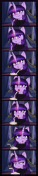 Size: 2538x11749 | Tagged: safe, artist:duop-qoub, twilight sparkle, twilight sparkle (alicorn), alicorn, anthro, annoyed, clothes, comic, descended twilight, female, looking at you, mare, open mouth, scarf, smiling, solo, straw, twilight's castle