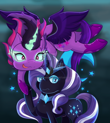 Size: 1024x1141 | Tagged: safe, artist:kingkero, derpibooru import, midnight sparkle, nightmare rarity, rarity, sci-twi, twilight sparkle, equestria girls, female, flying, lesbian, midnight nightmare rarilight, not sure if want, rarilight, rarilightbomb, shipping