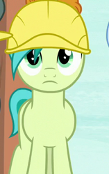 Size: 223x356 | Tagged: safe, derpibooru import, screencap, sandbar, earth pony, pony, non-compete clause, cropped, helmet, solo