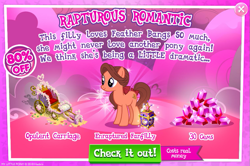 Size: 795x528 | Tagged: safe, derpibooru import, swoon song, pony, advertisement, alliteration, chariot, costs real money, female, gameloft, mare, official, solo