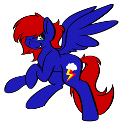 Size: 3200x3200 | Tagged: safe, artist:melonzy, derpibooru import, oc, oc only, oc:shrapnel, pegasus, pony, 2019 community collab, derpibooru community collaboration, looking at you, one eye closed, simple background, solo, transparent background, wink