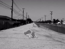 Size: 2560x1920 | Tagged: safe, artist:crucifythewolf, scootaloo, irl, lying, photo, ponies in real life, road, solo