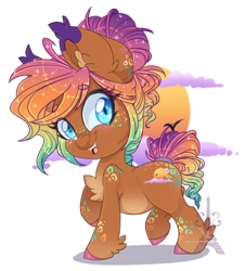 Size: 1024x1134 | Tagged: safe, artist:pvrii, derpibooru import, oc, oc only, oc:sunkiss reverie, earth pony, pony, chibi, cute, digital art, ear fluff, female, lightly watermarked, mare, open mouth, signature, simple background, solo, transparent background, watermark, wide eyes