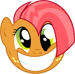 Size: 3062x3023 | Tagged: safe, artist:caliazian, derpibooru import, babs seed, pony, derp, grin, smiling