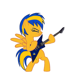 Size: 985x985 | Tagged: safe, artist:mlpfan3991, derpibooru import, oc, oc:flare spark, pony, guitar, guitarity, solo