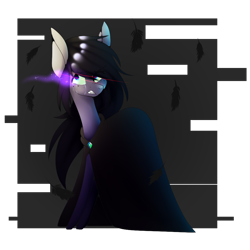 Size: 1000x1000 | Tagged: safe, artist:hyshyy, oc, oc only, oc:raven, pony, cloak, clothes, dark magic, female, magic, mare, solo