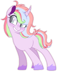 Size: 1327x1576 | Tagged: safe, artist:poppyglowest, derpibooru import, oc, oc only, pony, unicorn, base used, blushing, female, grin, mare, simple background, solo, transparent background, unshorn fetlocks, white outline