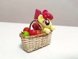 Size: 1024x768 | Tagged: artist needed, safe, derpibooru import, apple bloom, apple, basket, food