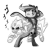 Size: 3000x3000 | Tagged: safe, artist:petirep, derpibooru import, oc, oc only, ghost, pony, anime, armpits, bipedal, black and white, buck legacy, card art, colorless, crossover, fishnet clothing, grayscale, jojo pose, jojo's bizarre adventure, male, menacing, midriff, monochrome, parody, ponified, simple background, skull, solo, spirit, transparent background, ゴ ゴ ゴ