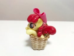 Size: 1024x768 | Tagged: artist needed, safe, derpibooru import, apple bloom, basket, custom, cute, figurine, irl, photo, toy