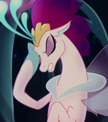 Size: 646x729 | Tagged: safe, derpibooru import, edit, edited screencap, screencap, queen novo, seapony (g4), my little pony: the movie, annoyed, facefin, facepalm, queen novo is not amused, unamused