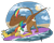 Size: 999x799 | Tagged: safe, artist:maxiima, derpibooru import, oc, oc only, oc:rainbow feather, griffon, interspecies offspring, magical lesbian spawn, offspring, parent:gilda, parent:rainbow dash, parents:gildash, simple background, solo, sun, surfboard, surfing, transparent background, unbalanced, water