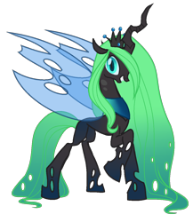 Size: 1000x1150 | Tagged: safe, artist:gihhbloonde, derpibooru import, oc, oc:nymph, changeling, changeling queen, changeling oc, changeling queen oc, female, previous generation, raised hoof, simple background, smiling, solo, transparent background