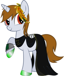 Size: 1080x1287 | Tagged: artist needed, safe, derpibooru import, edit, oc, oc only, oc:littlepip, pony, undead, unicorn, vampire, vampony, fallout equestria, 1000 hours in ms paint, clothes, dress, fanfic, fanfic art, female, gala dress, hooves, horn, mare, pipbuck, red eyes, simple background, solo, transparent background