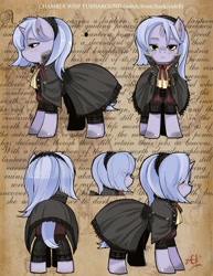 Size: 3516x4550 | Tagged: safe, artist:alts-art, oc, oc only, oc:chamber wisp, pony, clothes, female, looking at you, mare, reference sheet, solo