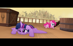 Size: 1280x800 | Tagged: safe, derpibooru import, screencap, pinkie pie, twilight sparkle, twilight sparkle (alicorn), alicorn, earth pony, pony, my little pony: the movie, varying degrees of want