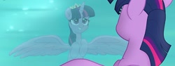 Size: 1280x479 | Tagged: safe, derpibooru import, screencap, twilight sparkle, twilight sparkle (alicorn), alicorn, my little pony: the movie, reflection, solo, water