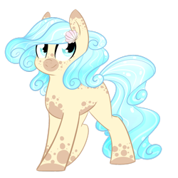 Size: 1024x1024 | Tagged: safe, artist:daydreamsyndrom, oc, oc only, oc:sandcastle, earth pony, pony, cute, dappled, female, hair ornament, mare, seashell, simple background, smiling, solo, transparent background