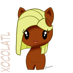 Size: 1080x1080 | Tagged: safe, artist:archooves, derpibooru import, oc, oc:xocolatl, earth pony, pony, cute, cutie mark crew, simple background, toy, transparent background