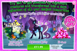 Size: 794x526 | Tagged: safe, derpibooru import, nightmare rarity, advertisement, costs real money, gameloft, gem, halloween, holiday, nightmare night, official, sale, solo