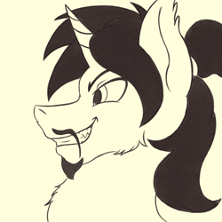 Size: 1999x1999 | Tagged: safe, artist:greed, derpibooru import, oc, pony, bust, lineart, monochrome, portrait, sketch