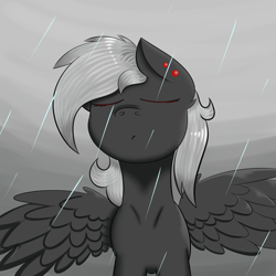 Size: 5000x5000 | Tagged: safe, artist:luriel maelstrom, derpibooru import, oc, oc only, oc:luriel maelstrom, absurd resolution, male, moody, piercing, rain, simple background, spread wings, standing, weather, wings