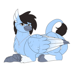 Size: 1024x1024 | Tagged: safe, artist:sketchthebluepegasus, derpibooru import, oc, griffon, eared griffon, female, prone, simple background, smiling, solo, transparent background