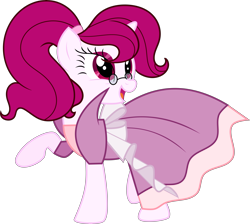Size: 9227x8255 | Tagged: safe, artist:digimonlover101, derpibooru import, oc, oc only, oc:roserade, pony, unicorn, absurd resolution, clothes, dress, female, gala dress, glasses, looking back, looking up, mare, simple background, smiling, solo, transparent background